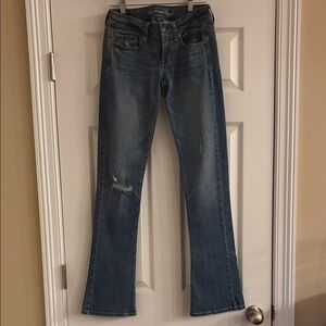 AE size 2 *Long* sequins pockets low rise skinny kick jeans